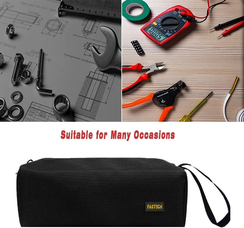 FSATECH 1-Pack Zipper Utility Tool Bag, Small Zipper Bags/Multi-Purpose Tool Pouch Tote Bags Storage Organizer for Screwdrivers, Pliers, Nut Drivers Gifts to Men/Women. (Black) - Image 5